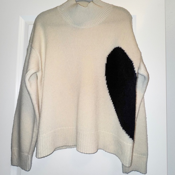 Kerri Rosenthal Sweater Cashmere Lucy Imperfect Heart Intarsia Black Heart $498 - Picture 1 of 9
